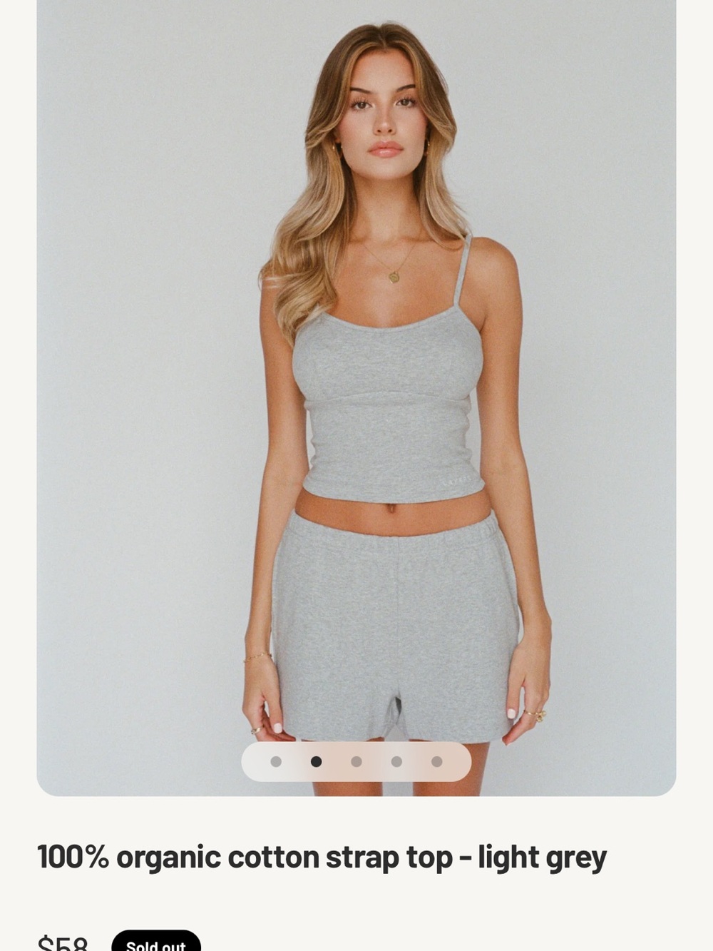 Light Grey Organic Cotton Strap Tank Top - Women